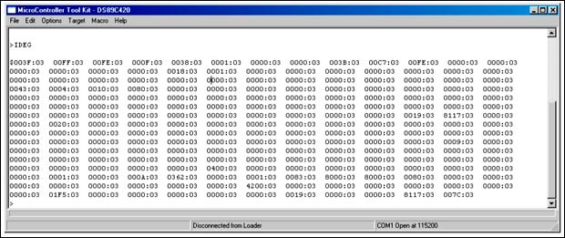 圖6. 如果MAXQ7665配置正確，寄存器映射應該以Module 0，Register 0開始。