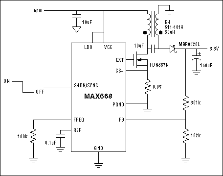 Figure 3. MAX668 SEPIC converter schematic.