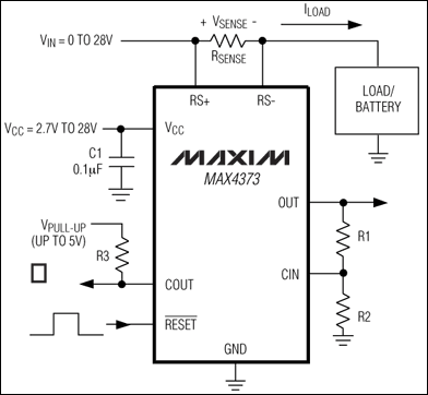 MAX4373、MAX4374、MAX4375：典型工作電路