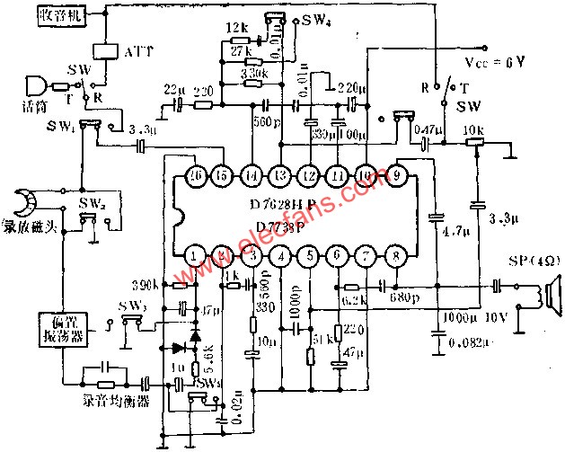 D7628HP/D7738P單片錄音、放音機電路的應用  www.zgszdi.cn