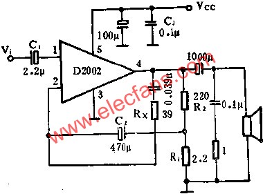 D2002(8W)音頻功率放大電路的應用  www.zgszdi.cn