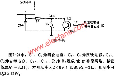 XG4440收音機集成電路靜噪音接入圖  www.zgszdi.cn