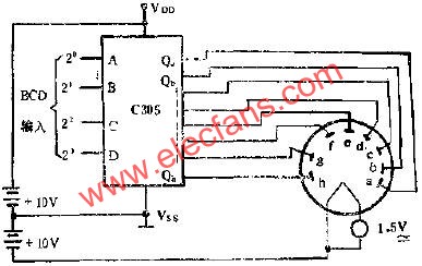 C305用兩組電源驅動20V熒光數碼管線路圖  www.zgszdi.cn