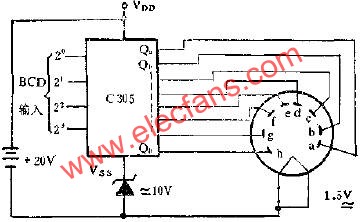 C305用一組電源驅動20V熒光數碼管線路圖  www.zgszdi.cn