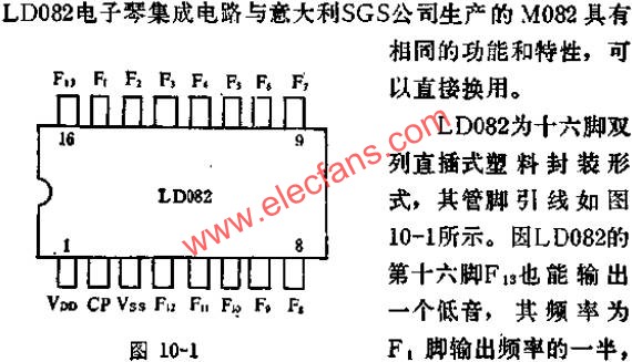 LD082組成電子鋼琴的管腳引線電路圖  www.zgszdi.cn