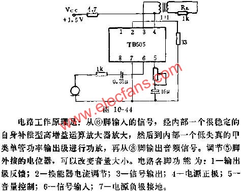 TB505助聽器電路的應用電路圖  www.zgszdi.cn