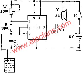 555電路組成液位控制器電路圖  www.zgszdi.cn