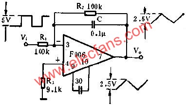 方波轉換成三角波電路圖  www.zgszdi.cn