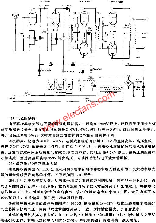 高功率電子管功率放大器電路原理圖  www.zgszdi.cn