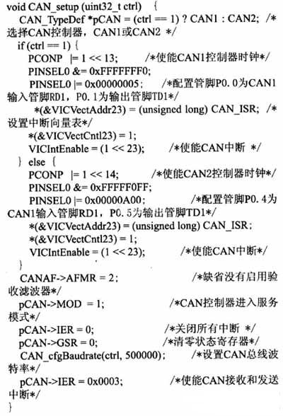 初始化CAN控制器