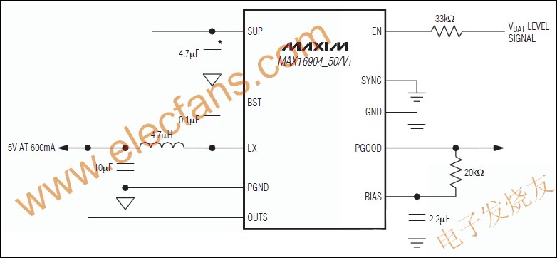 MAX16904同步降壓轉換器 來源： 電子發燒友