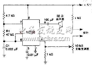 如圖所示為發聲式連續性測試儀電路