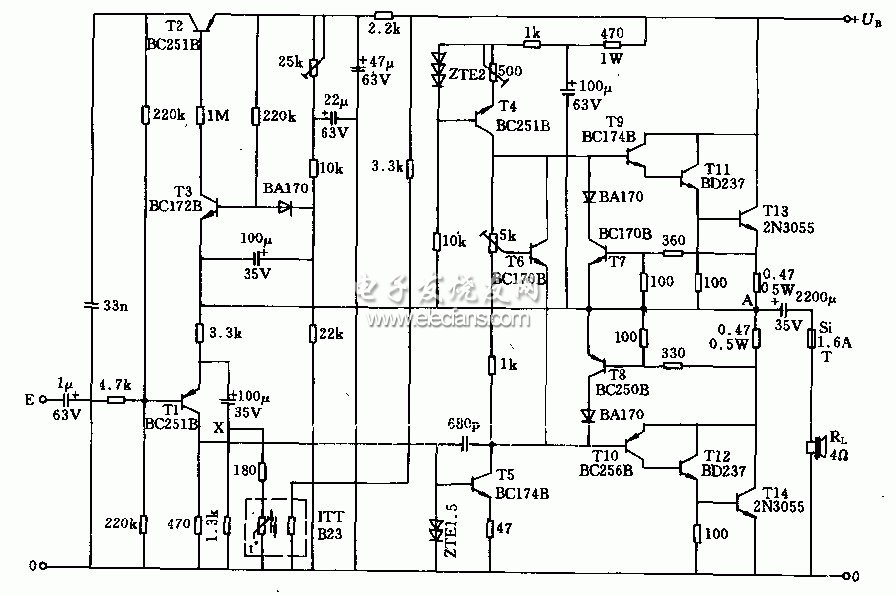 60w可轉換功率放大器原理電路