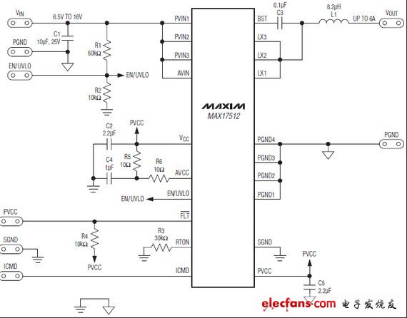 MAX17512高速,恒定接通時間谷值電流調節器