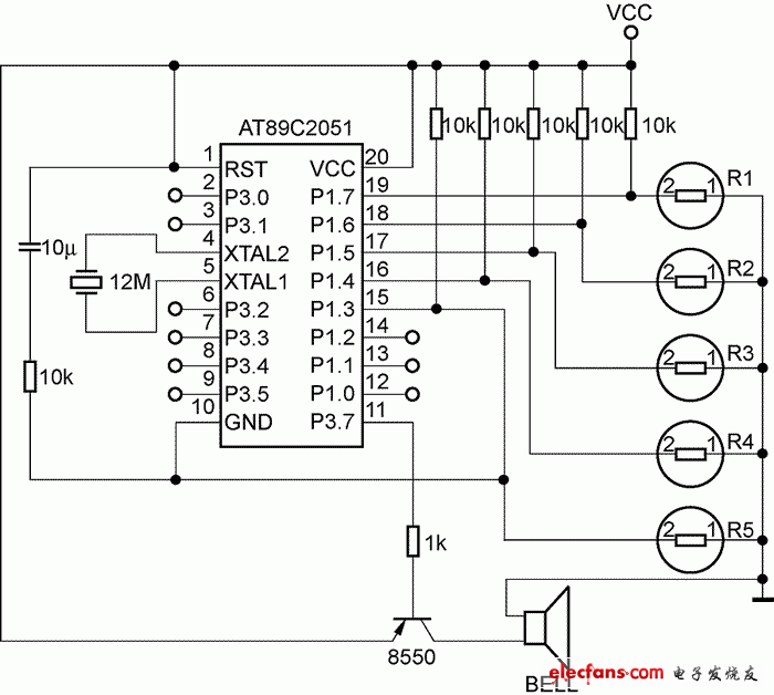 采用51單片機的電路原理圖