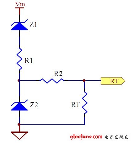 圖1：高輸入電壓時(shí)降頻工作電路