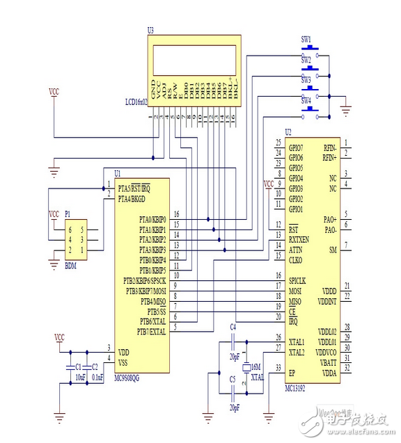 基于MC9S08QG8低端微控制器的藍牙無線控制電路設計