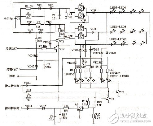 采用CD40l06的車燈控制電路設計 