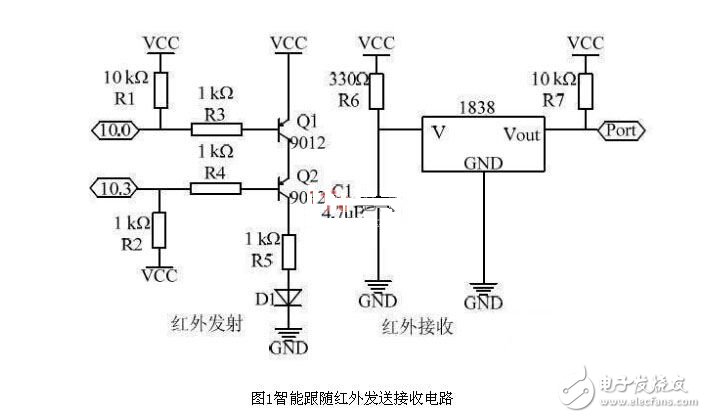 智能機器人紅外發送接收電路