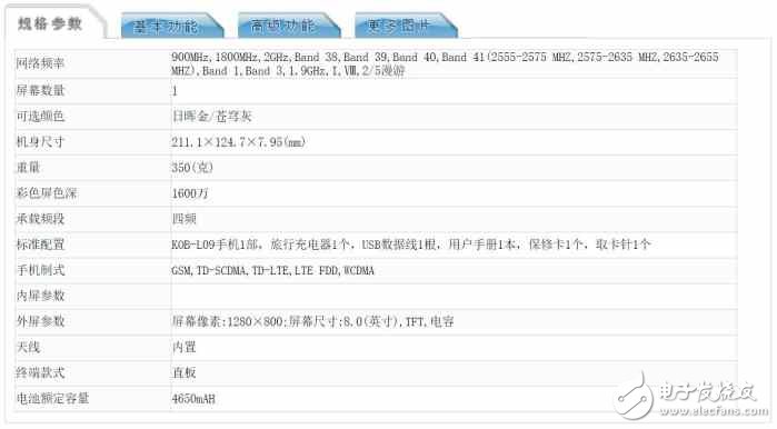 華為榮耀安卓平板全曝光：配8英寸720P屏幕+200萬前攝